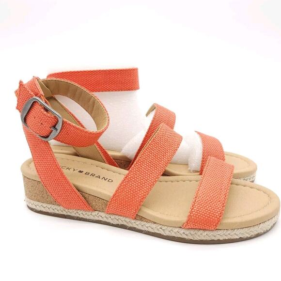 Lucky Brand Wensdei Womens 6M Coral Vada Woven Strappy Espadrille Sandal Strappy - Picture 5 of 8